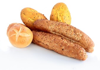 various wheat and rye flour rolls