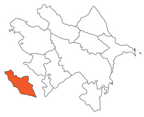 Obraz premium Outline of the map of the region of Azerbaijan - Naxçıvan, Nakhchivan
