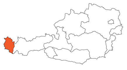 Outline of the map of the region of Austria - Vorarlberg