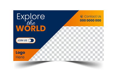 World travel YouTube thumbnail template design