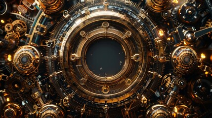 Golden Gears and Wizard Symbols in a Steampunk Mechanism
