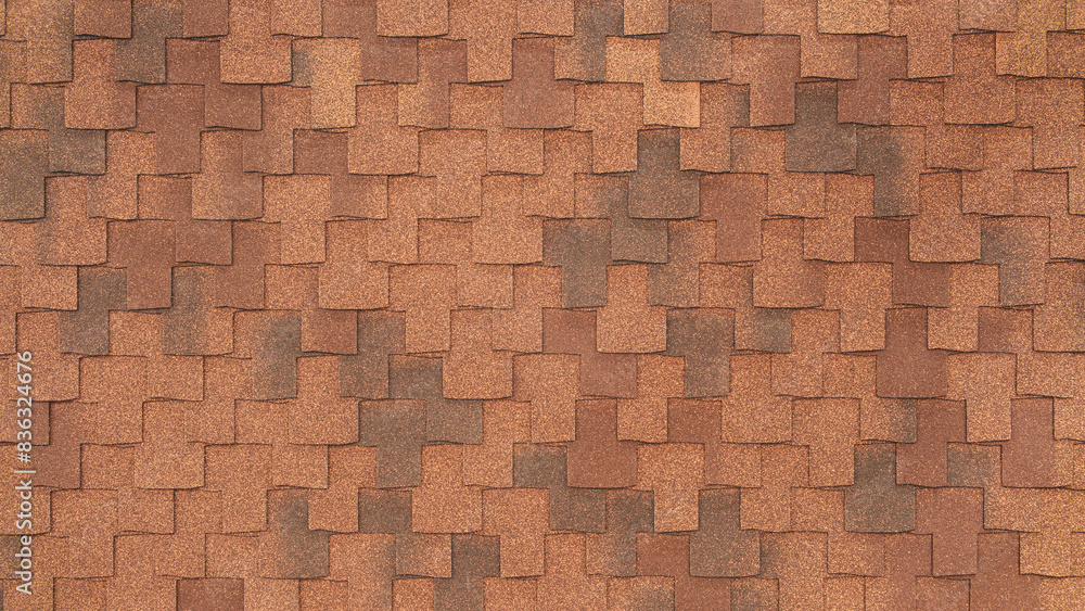 Poster a brown roof with a pattern of squares. the roof is made of wood and has a rustic look