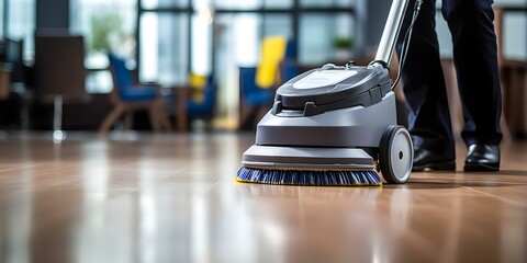 Professional Office Floor Cleaning Service A Bright and Detailed Shot. Concept Professional Cleaning, Office Maintenance, Floor Care, Bright Shot, Detail-Oriented Shot