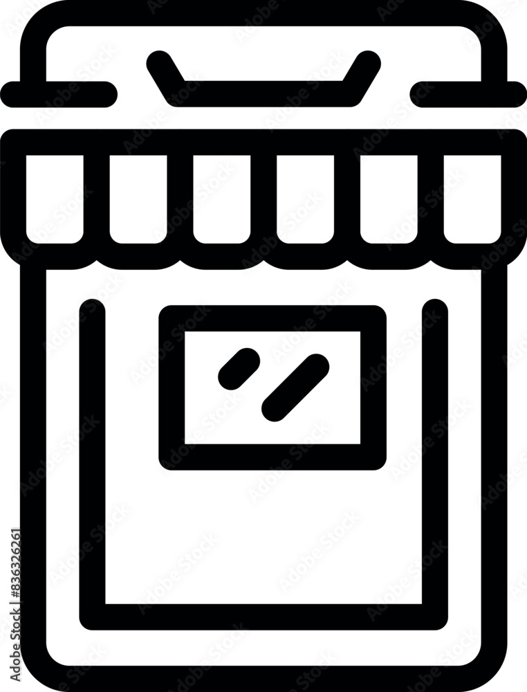 Poster handdrawn simplistic black and white grocery store icon in line art style with editable vector illus