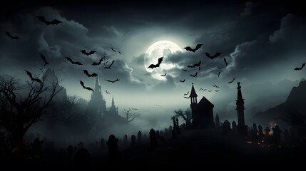 graveyard silhouette halloween Abstract Background. 