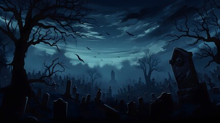 graveyard silhouette halloween Abstract Background. 