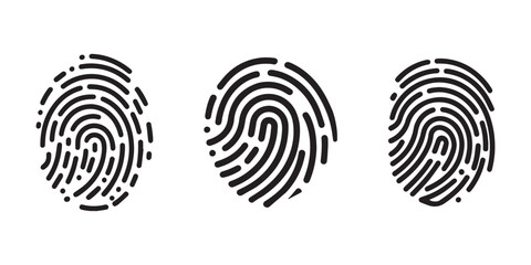 set of finger print fingerprint lock secure security logo vector icon