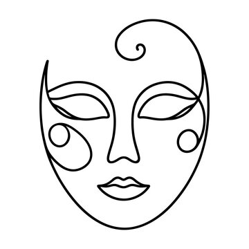 recommend clip art: Theater mask one line continuous line art