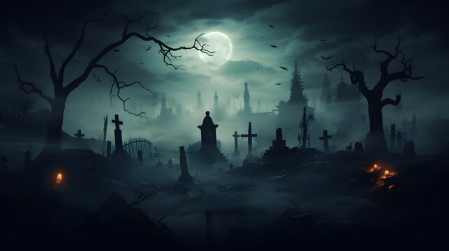graveyard silhouette halloween Abstract Background. 