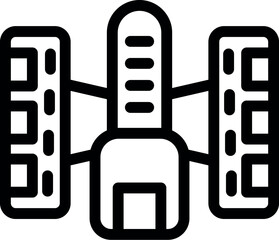 Fototapeta premium Black and white line art of a modern satellite, suitable for tech and space themes