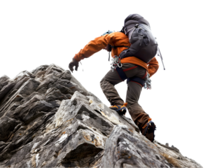 Climber climbing on the top of the mountain