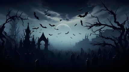 graveyard silhouette halloween Abstract Background. 