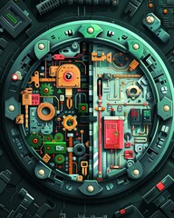 Fototapeta premium Lock and key, Business and finance, Technology, futuristic background