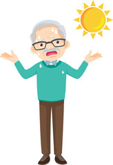 elderly tired thirsty heat of summer sun