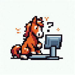 Fototapeta premium An icon of a horse typing on a computer