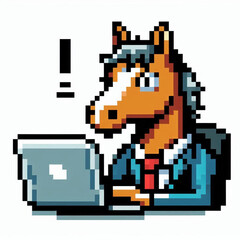 Fototapeta premium An icon of a horse typing on a computer