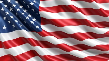 Obraz premium Waving USA flag in a vibrant 3D render, highlighting the details of the fabric and folds. Perfect for patriotic and national pride visuals