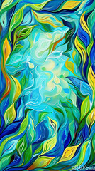 Abstract Vibrant Ocean Waves Illustration