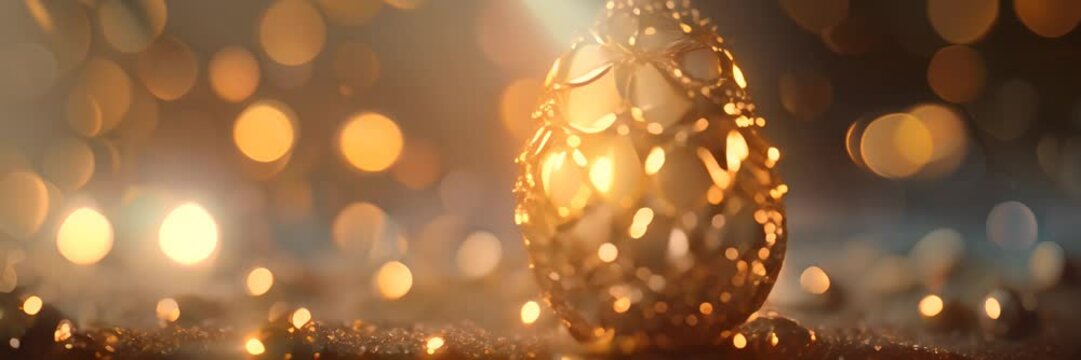 Golden Easter Egg Isolated, Luxury Jewelry Gift, Fantasy Abstract Faberge Imitation, Generative AI Illustration