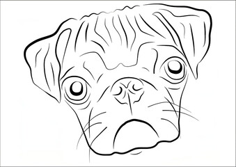 Black and white head outline of a pull dog