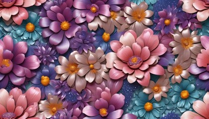 Fototapeta premium 3d digital floral wallpaper