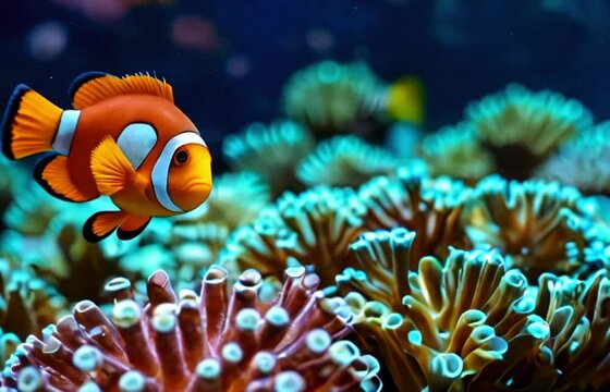 Nemo fish swimming on the corall, Smooth Looping Animation Video