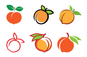 Peach fruit logo collection vector design	icons symbol illustration
