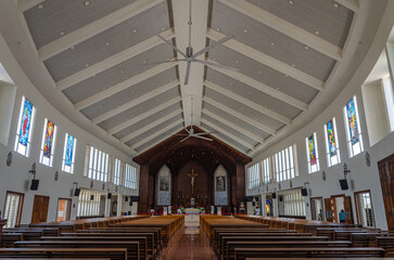 Interior of the Stella Maris Church -Kalmady, Udupi, India.Shrine of Vailankanni