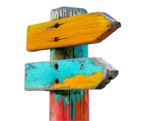 Trail marker, guiding the way on transparent background