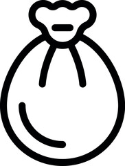 Minimalist and simple line art money pouch icon for finance and banking concept design with savings, investment, wealth, and currency symbols in black and white vector illustration