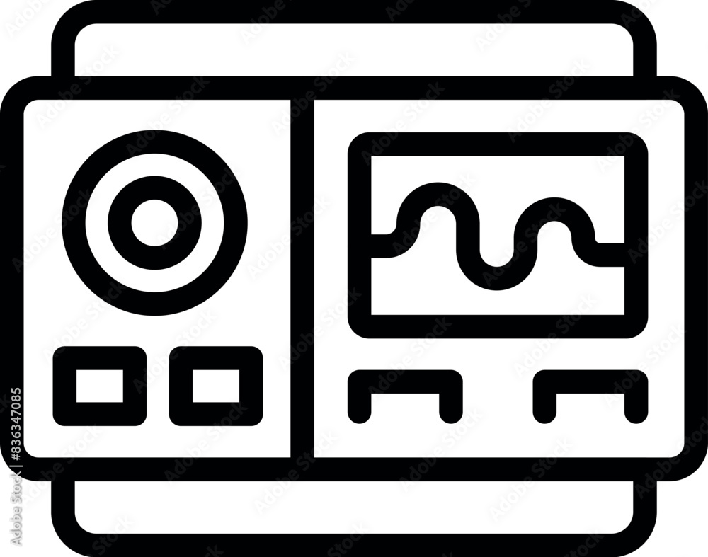 Poster black and white line art of a retro film camera, ideal for icons and logos - Posters