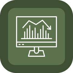 Data Information Line Green Box Icon