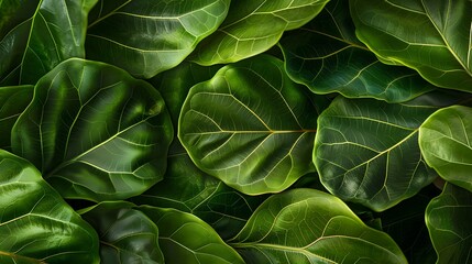 Joyful and Vibrant Closeup of a Thriving Fiddle Leaf Fig Plant
