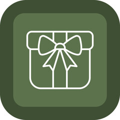 Gift Line Green Box Icon