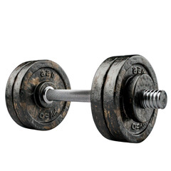 Heavy black iron dumbbell, isolated on a white background. Perfect for weightlifting, strength training, and fitness exercise concepts. transparent backgrounds
