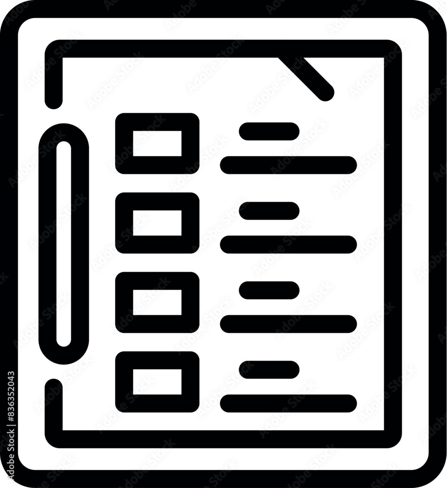 Aufkleber black and white outline of a checklist icon, ideal for web and app interfaces