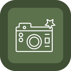 Camera Line Green Box Icon