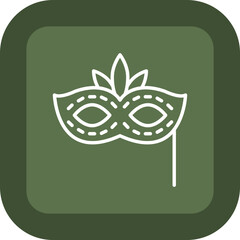 Carnival Mask Line Green Box Icon