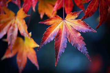 Close up of red and yellow leaf