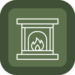 Fireplace Line Green Box Icon