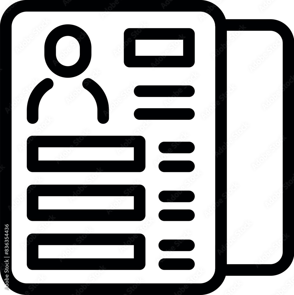 Poster minimalist black and white vector illustration of personal identification icon with id card. securit