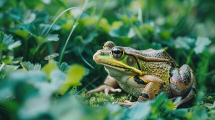 Attractive European Common Frog in the Garden