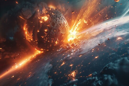 Asteroid explodes in the sky