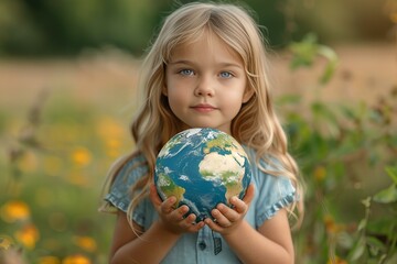 Girl holding small globe in hands