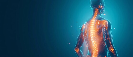 Highresolution 3D illustration of painful back in person, orthopedic diagnostics