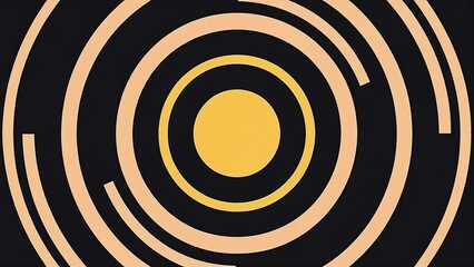 Abstract background, circular geometric shapes, black and yellow colors
