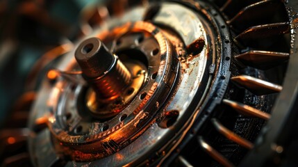 An electric motor s close up revealing the commutator and a section of the coil