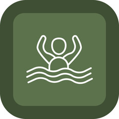 Swimming Line Green Box Icon