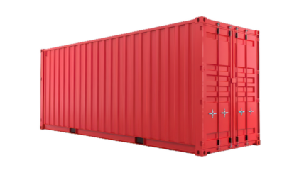 A red cargo container on transparent background 