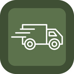 Fast Delivery Line Green Box Icon